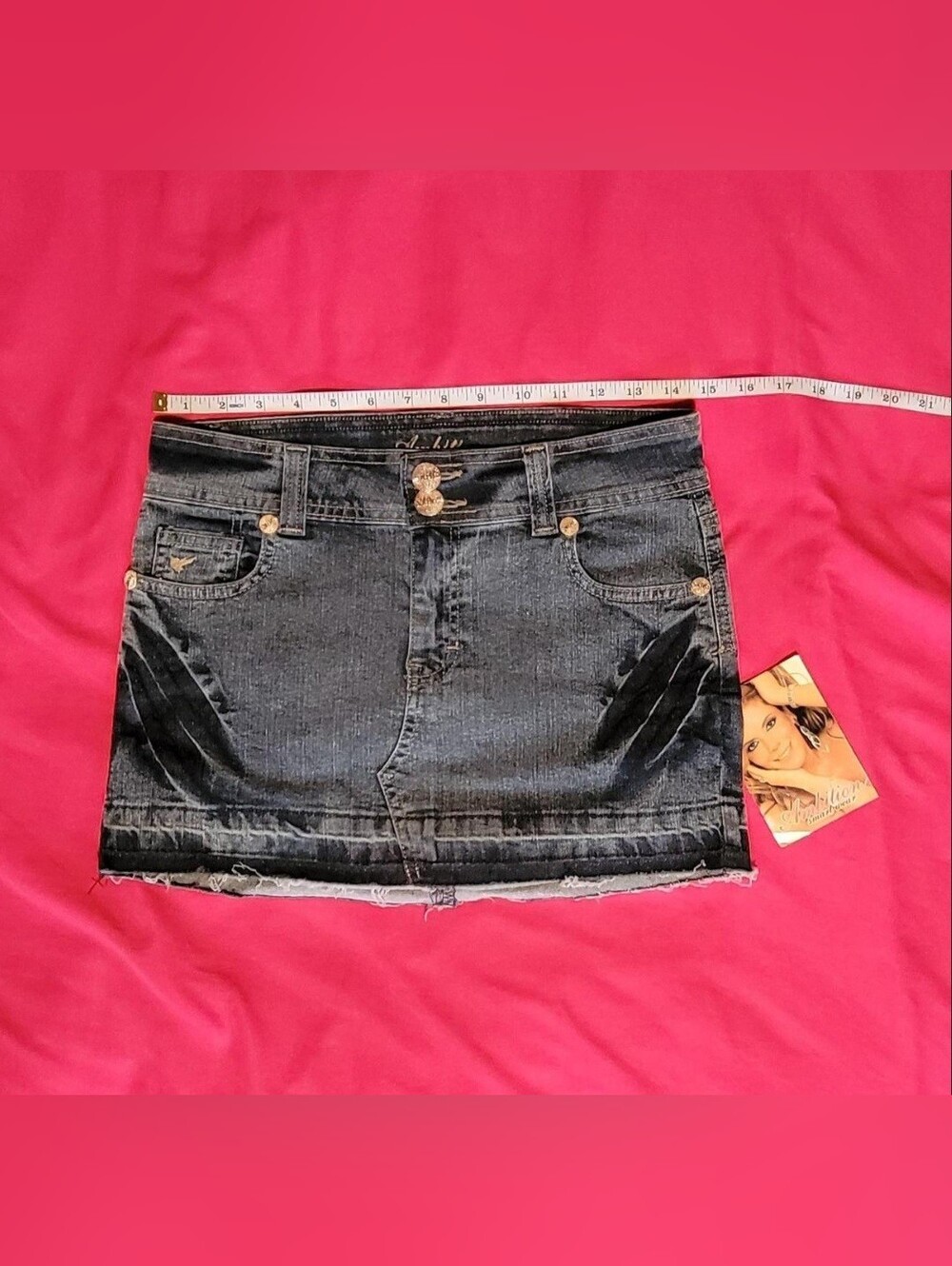 Light Wash Denim Mini Skirt Raw Hem